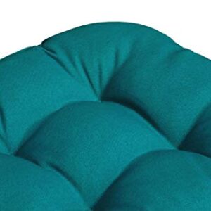 Sewker Outdoor/Indoor Tufted Wicker Seat Cushions, 19" x 19" for Patio Chair Furniture Set of 2 - Teal