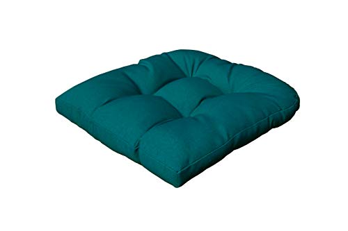 Sewker Outdoor/Indoor Tufted Wicker Seat Cushions, 19" x 19" for Patio Chair Furniture Set of 2 - Teal