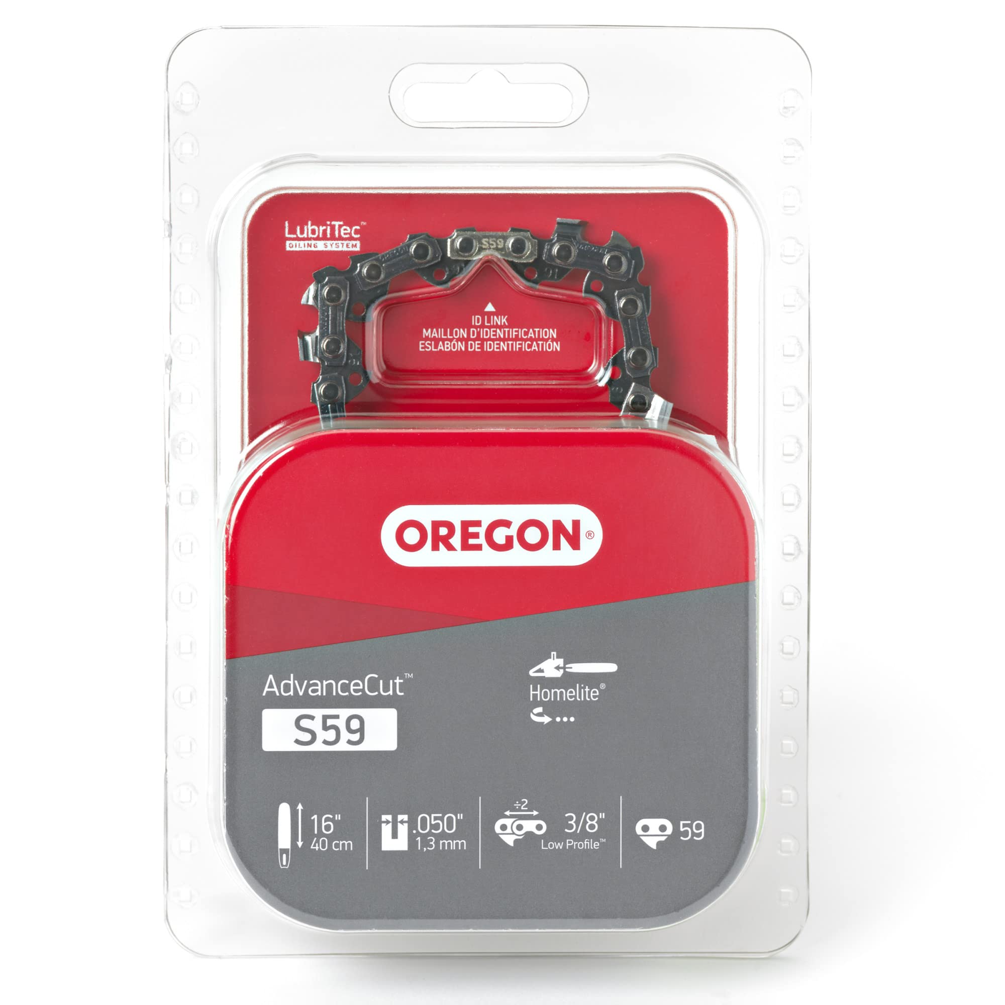 Oregon S59 AdvanceCut Replacement Chainsaw Chain for 16-Inch Guide Bars, 59 Drive Links, Pitch: 3/8" Low Vibration, .050" Gauge, Fits Various Homelite Models