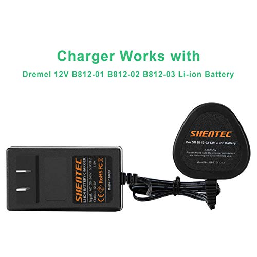 Shentec 3000ｍAh 12V MAX Lithium-Ion B812-03 Replacement Battery Compatible with Dremel 8200 8220 and 8300 Cordless Tools (12V Charger Include)