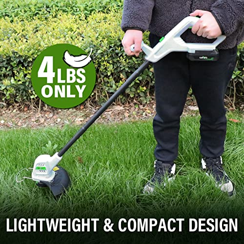 SOYUS Cordless String Trimmer 10 Inch Weed Wacker Cordless 20v Electric Weed Wacker, 2 Pcs 2.0Ah Battery Weed Trimmer Edger, Lightweight Grass Trimmer with 8pcs Replace Spool Trimmer Lines