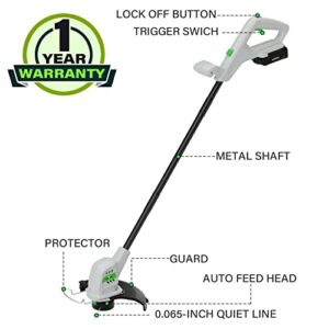 SOYUS Cordless String Trimmer 10 Inch Weed Wacker Cordless 20v Electric Weed Wacker, 2 Pcs 2.0Ah Battery Weed Trimmer Edger, Lightweight Grass Trimmer with 8pcs Replace Spool Trimmer Lines