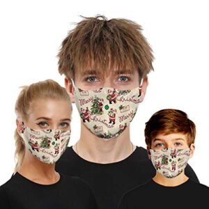 penate 3pcs adult children washable christmas prints facemasks family set -filter can be placed-ship from u.s.