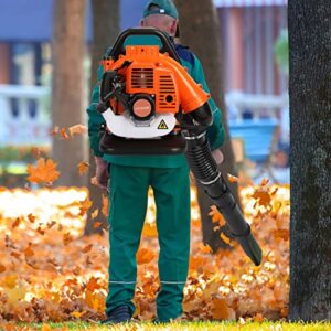 YOZUMD 1 Set Leaf Blower,Backpack Gas Powered Leaf Blower, Powerful 2 Stroke Strong Wind Force 1.2L Backpack Snow Blower,550 CFM,1.25/6800 r/min for Garden Lawn Orange