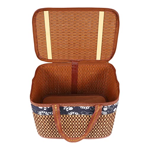 Hemoton Woven Picnic Basket with Lid Wicker Picnic Hamper Chicken Egg Storage Basket Fruit Bread Holder Gift Wrapping Basket with Handle for Home Party