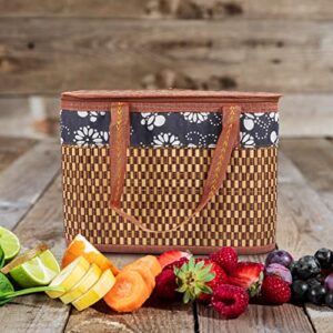Hemoton Woven Picnic Basket with Lid Wicker Picnic Hamper Chicken Egg Storage Basket Fruit Bread Holder Gift Wrapping Basket with Handle for Home Party
