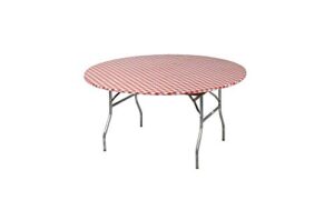 kwik-covers 60″ round fitted plastic table covers, bundle of 5 (red gingham)