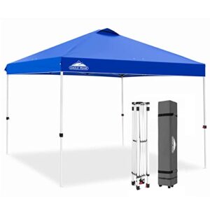 eagle peak 10×10 pop up canopy tent instant outdoor canopy easy set-up straight leg folding shelter with 100 square feet of shade, (blue)