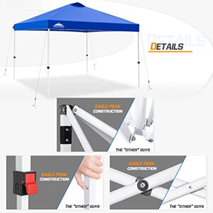 EAGLE PEAK 10x10 Pop Up Canopy Tent Instant Outdoor Canopy Easy Set-up Straight Leg Folding Shelter with 100 Square Feet of Shade, (Blue)