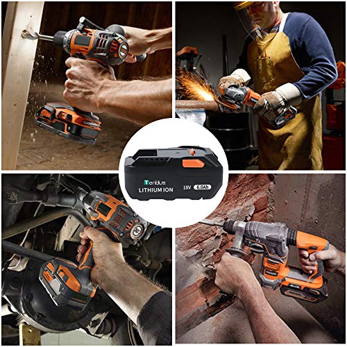 【Upgrade!】 2Pack 6.0Ah 18V Replace Battery for Ridgid 18V R840084 Cordless Power Tools Lithium Ion R840087 R840083 R840085 R840086 Battery
