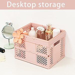 Multifunction Outdoor Picnic Basket Supermarket Shopping Basket Spring Outing Vegetable Basket Portable Carry Basket Vegetable and Fruit Basket Folding Storage Basket 1pcs (Pink)