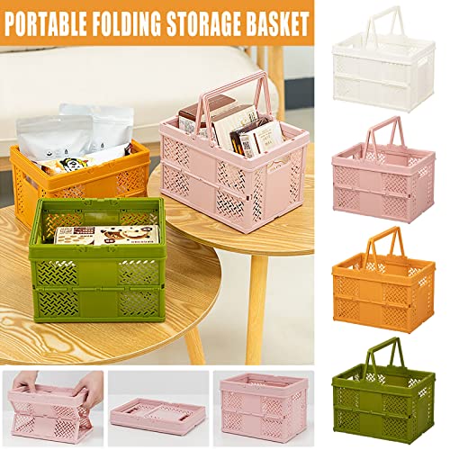 Multifunction Outdoor Picnic Basket Supermarket Shopping Basket Spring Outing Vegetable Basket Portable Carry Basket Vegetable and Fruit Basket Folding Storage Basket 1pcs (Pink)