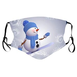 PENATE Adult Outdoor Cute Christmas Snowman Printing Adjustable Rope Washable Resue Facemasks Ship from U.S.