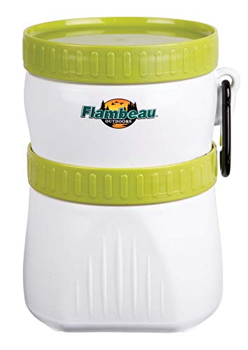 Flambeau Outdoors 6030WC Double Cup Crawler Can, Cool Fishing Bait Storage with Insulated Liner and Carabiner, Lime Green/White