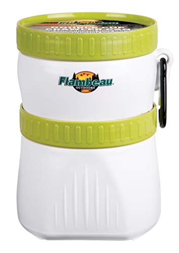 Flambeau Outdoors 6030WC Double Cup Crawler Can, Cool Fishing Bait Storage with Insulated Liner and Carabiner, Lime Green/White