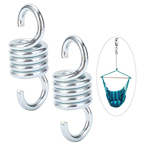 plplaaoo 2Pcs 7mm Hammock Chair Spring,1102.3lb Weight Capacity Heavy Duty Hammock Spring Hooks,Durable Galvanized Iron Extension Spring for Porch Swings Hanging Chairs