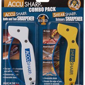 AccuSharp Knife & Scissor Sharpener Combo Pack - Diamond-Honed Tungsten Carbide Rust-Free Sharpener w/Reversible Blades Quickly Sharpen, Restore, Repair & Hone Dull Blades