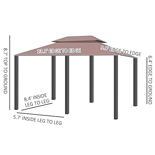 Outsunny 10' x 13' Outdoor Soft Top Pergola Gazebo with Curtains, 2-Tier Steel Frame Gazebo for Patio, Khaki