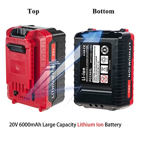 Volt1799 2PACKS 6.0Ah Upgraded 20V MAX Lithium Battery Replacement Battery for Porter Cable 20V Lithium Battery PCC685L PCC680L PCC682L PCC685LP