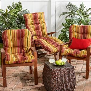 Greendale Home Fashions Outdoor Seat/Back Chair Cushion, 2 Count (Pack of 1), Cinnamon Stripe