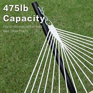 Gafete 55 Inch Hammock with Stand Included 12ft Heavy Duty Steel Stand, Waterproof Textilene 2 People Hammocks with Pillow for Backyard Patio Outdoor, Max 475lbs Capacity, Quick Dry (Coffee)