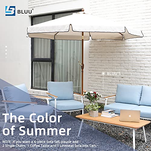 BLUU Single Lounge Chair Patio Furniture Aluminum Outdoor Chair with Cushions for Indoor Garden Porch Deck, Blue