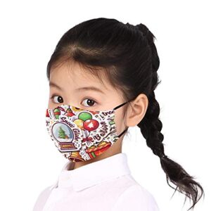 PENATE Children's Christmas Merry Christmas Printed Cotton Facemasks Breathable Outdoor Face Bandanas