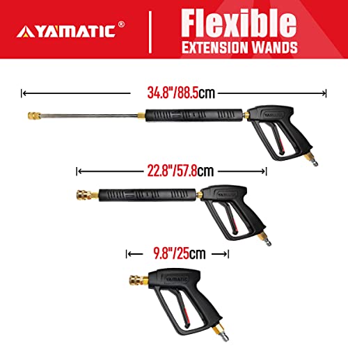 YAMATIC Pressure Washer Gun and Hose Kit, 50 FT Kink Resistant Power Washer Hose and Wand, 3/8" Swivel Quick Connector & M22-14mm Fitting Replacement for Ryobi, Simpson, Craftsman, 4000 PSI