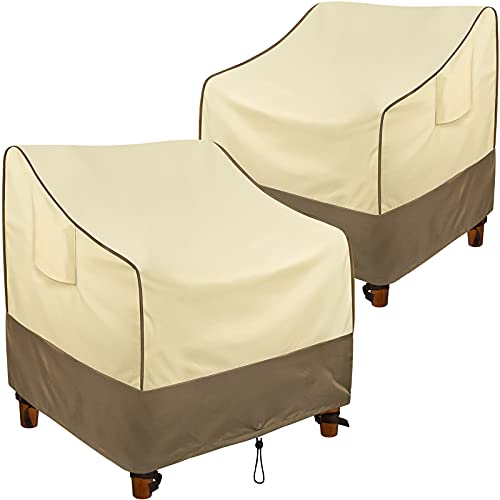 Asinking Patio Chair Covers for Outdoor Furniture, 100% Waterproof Heavy Duty Outdoor Chair Covers, Patio Furniture Cover for Lounge Deep Seat, 35"W x 38"D x 31"H, 2 Pack, Khaki/Brown