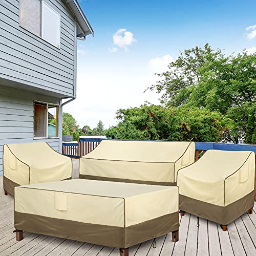 Asinking Patio Chair Covers for Outdoor Furniture, 100% Waterproof Heavy Duty Outdoor Chair Covers, Patio Furniture Cover for Lounge Deep Seat, 35"W x 38"D x 31"H, 2 Pack, Khaki/Brown