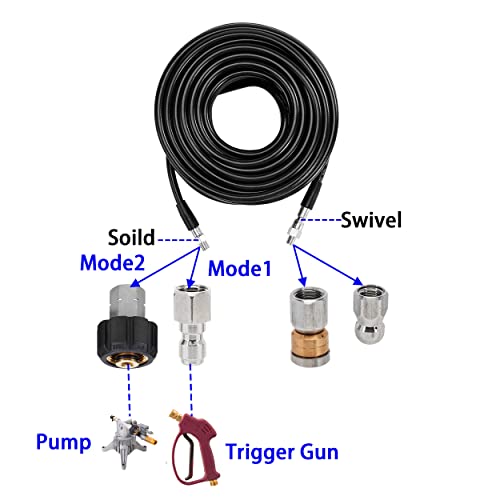 RIDGE WASHER Sewer Jetter Kit for Pressure Washer, 50 Feet Hose, 1/4 Inch, Drain Jetting, Laser and Rotating Sewer Nozzle, 3600 PSI, Orifice 4.0, 4.5
