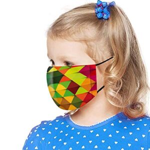 penate kids’geometric print breathable face bandanas reusable&washable cotton protect yourself facemasks with adjustable earloop