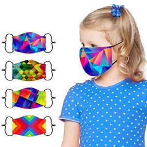 PENATE Kids'Geometric Print Breathable Face Bandanas Reusable&Washable Cotton Protect Yourself Facemasks with Adjustable Earloop