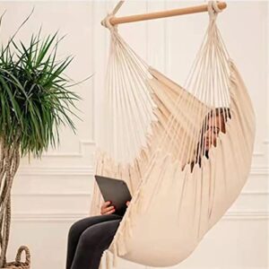 Large Hammock Chair Swing, Adults Hanging Swing Rope Hammock for Outside Indoor Bedroom - 2 Cotton Cushions Included - Large Swing Chair for White Hammock Swing Chair Hammock Swing Chair