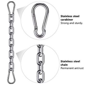 WAREMAID 2 Boxing Punching Bag Chain and 4 Carabiners, Stainless Steel Heavy Duty Hanging Chair Chain Kit Hammock Chair Hardware for Indoor Outdoor Playground Swing Set, Hanging Heavy Bag, 1000 LB