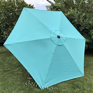 BELLRINO DECOR 10ft 6 ribs Replacement PEACOCK BLUE STRONG AND THICK Umbrella Canopy (Canopy Only) PEACOCK-106