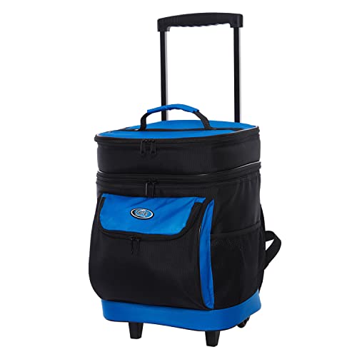 Travelers Club 18" Cool Carry 2 Section Insulated Rolling Cooler, Blue