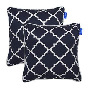 INFBLUE Patio Outdoor/Indoor Decorative Throw Pillow Water Repellent Set of 2 Square Pillow for Patio Garden Funiture (18" x 18", Blue Plaid)