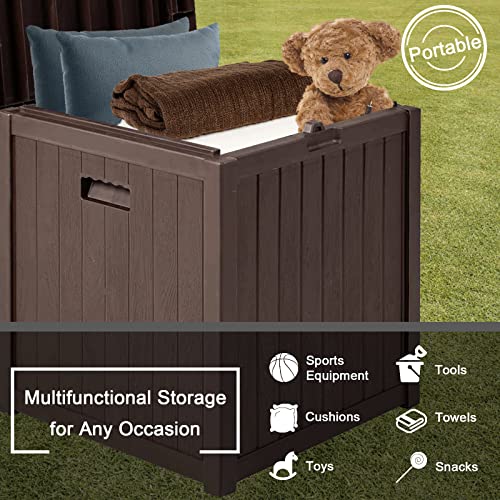 Omelaza 51 Gallon Outdoor Deck Storage Box, Resin Multi-purpose Storage Bins with Lid, Indoor/Outdoor Storage Container, Ideal for Patio Furniture, Pool Accessories, Toys, Gardening Tools - Brown