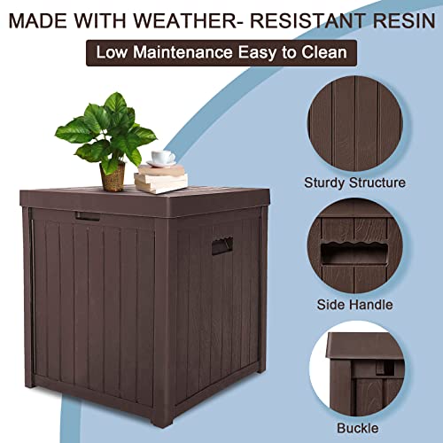 Omelaza 51 Gallon Outdoor Deck Storage Box, Resin Multi-purpose Storage Bins with Lid, Indoor/Outdoor Storage Container, Ideal for Patio Furniture, Pool Accessories, Toys, Gardening Tools - Brown