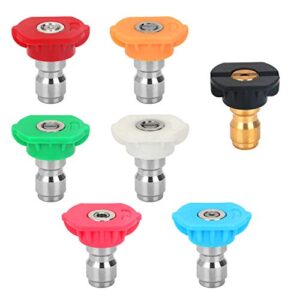 styddi pressure washer spray nozzle tip set with 5 multiple degrees nozzle and 2 second story nozzle, 7 pack, 1/4″ quick connect, 2.5 gpm, rated up to 4500 psi