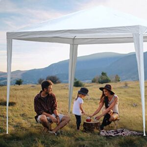 Party Tent 10 feet x 10 feet Gazebo Canopy Outdoor Tent for Parties Waterproof UV Protection Pavilion for Wedding, Camping, Events Shelter (White)