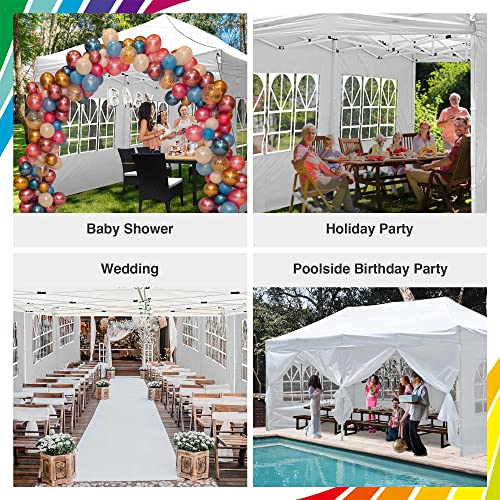 Instahibit 10x20FT 95LB Heavy Duty Outdoor Pop Up Canopy Enclosed Wedding Backyard Party Event Tent White with Sidewall