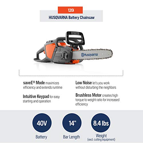 Husqvarna 14 Inch 120i Cordless Battery Powered Chainsaw (Battery Included),Orange