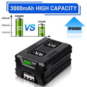 DSANKE 80V 3000mAh Lithium Ion Battery Replacement for Kobalt 80V Battery Kobalt 80V Cordless Power Equipment Battery KB2580-066 KB280-06 KB680-06 KB3080-06 Kobalt 80V Battery