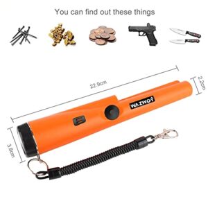 WAZWOY Metal Detector Pinpointer, Professional Handheld Metal Detector with LED Light, 360° Search Pinpointing Finder Probe Treasure Hunting Tool Accessories for Adults and Kids