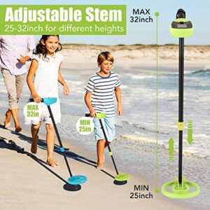 Metal Detector for Kids, Waterproof Kids Metal Detector with Display LCD Adjustable Gold Detector Kit for Junior with 7.5 Inch Search Coil for Detecting Coin Gold and Outdoor Treasures