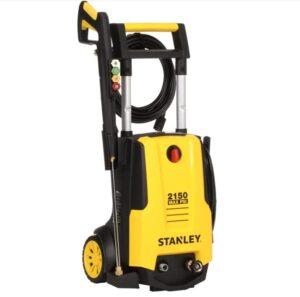 stanley shp2150 portable electric pressure washer, 2150 psi, 1.4 gpm, 13 amp, with metal lance, foam cannon, m22 trigger gun, 25′ hose, quick connect nozzles
