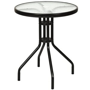 LIRUXUN 3 PCS Bistro Conversation Patio Pub Dining Set W/ 2 Folding Chairs & Glass Table Round Table