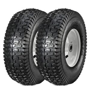 MaxAuto 2Pcs 13x5.00-6 Pneumatic (Air Filled) Lawnmower Tire on Wheel, 3" Centered Hub, 3/4" Bushing